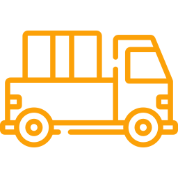 A yellow truck icon on a black background for the homepage.
