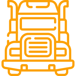 A semi truck icon on a black background for a homepage.